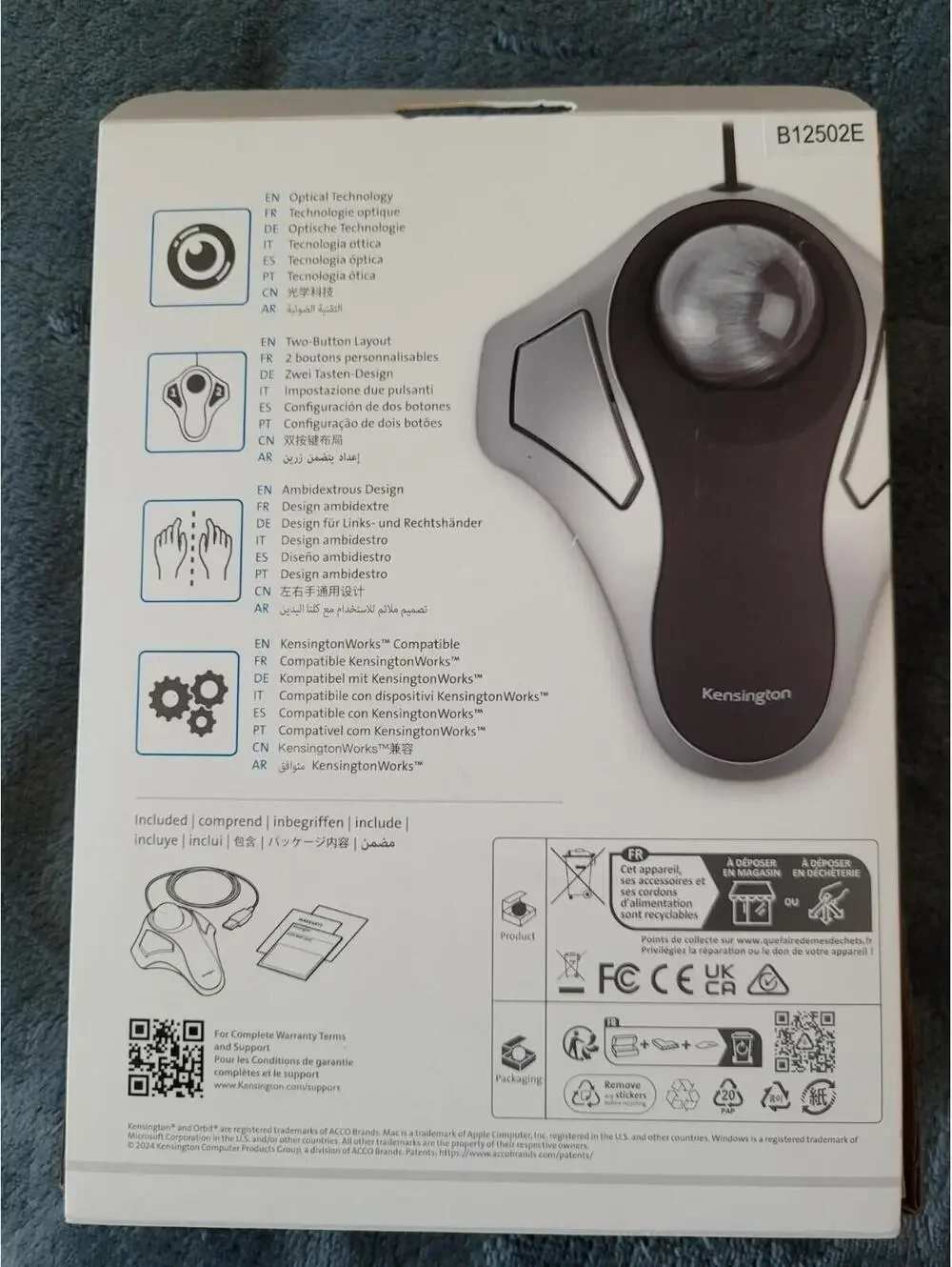 NEW Kensington 64327 Orbit Optical Trackball Mouse USB 2.0 - Black/Silver New